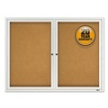  | Quartet 2124 48 in. x 36 in. Cork/Fiberboard Enclosed Cork Bulletin Board - Silver Aluminum Frame image number 1