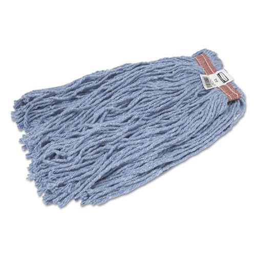 Mops | Rubbermaid Commercial FGF51700BL00 20 oz. 1 in. Headband Cut-End Blend Cotton/Synthetic Mop Head - Blue (12/Carton) image number 0