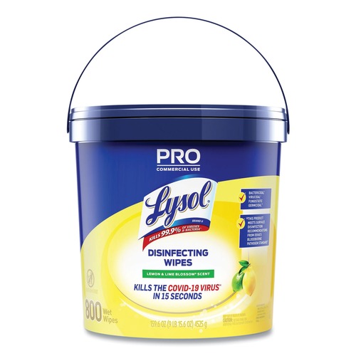 Cleaning & Janitorial Supplies | LYSOL Brand 19200-99856 6 in. x 8 in. 1-Ply Professional Disinfecting Wipe Bucket - Lemon and Lime Blossom White image number 0