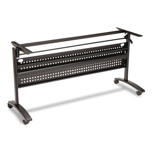  | Alera ALEVA737260BK Valencia 57.88w x 19.75d x 28.5h Flip Training Table Base with Modesty Panel - Black image number 0