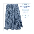  | Boardwalk BWK2016B #16 Cut-End Standard Head Cotton/Synthetic Fiber Mop Head - Blue (12/Carton) image number 4