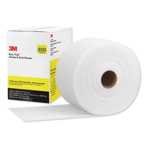 Cleaning & Janitorial Supplies | 3M 55654W Easy Trap 8 in. x 125 ft. Sweep and Dust Sheets - White (1/Carton) image number 0