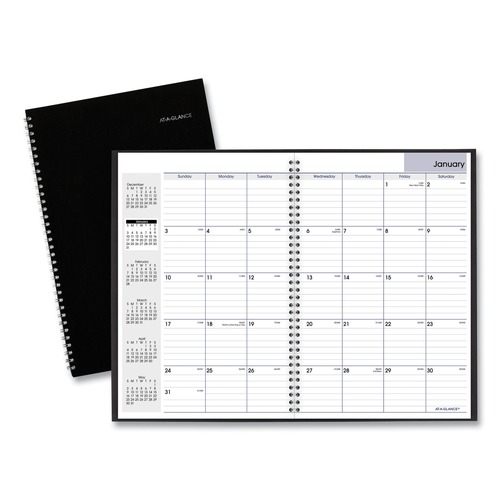 Calendars & Planners | AT-A-GLANCE SK2-00 14-Month: Dec 2024 to Jan 2026 12 in. x 8 in. Ruled Blocks DayMinder Monthly Planner - Black Cover image number 0