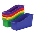 Office Jansan | Storex 70105U06C 4.75 in. x 12.63 in. x 7 in. Interlocking Book Bins with Clear Label Pouches - Assorted Colors (5/Pack) image number 0