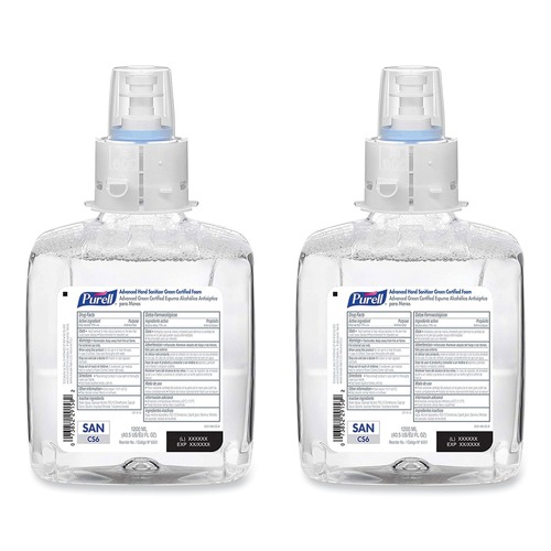 PURELL 6551-02 1200 ml Fragrance-Free Advanced Hand Sanitizer Green Certified Foam Refill for CS6 Dispensers (2/Carton)