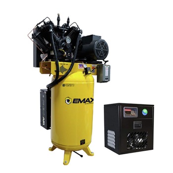 STATIONARY AIR COMPRESSORS | EMAX ESP07V080V1PK 7.5 HP 80 Gallon Oil-Lube Stationary Air Compressor with 115V 4 Amp Refrigerated Corded Air Dryer Bundle