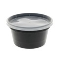 Food Trays, Containers, and Lids | Pactiv Corp. YL2512B Newspring DELItainer 4.55 in. Diameter x 2.45 in. H 12 oz. Plastic Microwavable Container - Black/Clear (240/Carton) image number 3
