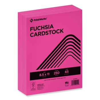PrintWorks Professional 8.5 in. x 11 in. 65 lbs. Text Weight Color Cardstock - Fuchsia (1-Ream)