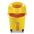 Mop Buckets | Rubbermaid Commercial FG759088YEL 35 qt. WaveBrake Plastic Down-Press Institution Bucket and Wringer Combos - Yellow image number 1