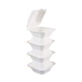  | Boardwalk HL-66BW 6 in. x 6 in. x 3.19 in. 1-Compartment Hinged-Lid Sugarcane Bagasse Food Containers - White (125/Sleeve, 4 Sleeves/Carton) image number 1