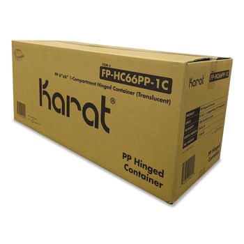Karat Polypropylene Plastic Hinged Container 6 x 6 x 3.3 Clear Plastic 50/Pack 6 Packs/Carton