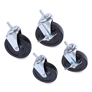 Alera SW690004 4 in. Wheel Grip Ring K Stem Optional Casters for Wire Shelving - Gray/Black (4/Set)