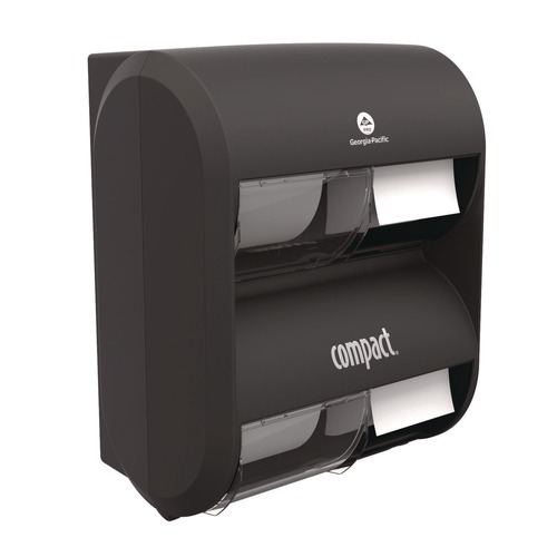 Bulk Savings Pricing 2 | Georgia Pacific Professional 56744B 12.31 in. x 14.81 in. x 7.86 in. Compact Quad Vertical Four Roll Coreless Tissue Dispenser - Black image number 0