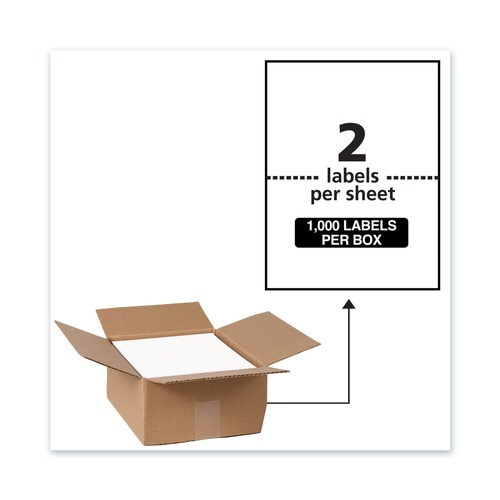  | Avery 95526 5.5 in. x 8.5 in. Waterproof Shipping Labels with TrueBlock Technology - White (2/Sheet, 500 Sheets/Box) image number 0