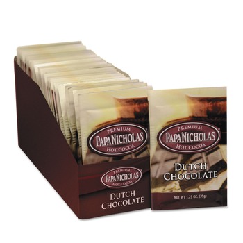 SNACKS | PapaNicholas Coffee 79224 Premium Hot Cocoa, Dutch Chocolate, 24/carton