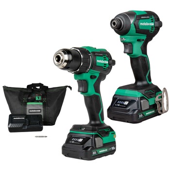 Metabo HPT KC18DEXQBM 18V MultiVolt Brushless Lithium-Ion Cordless Driver Drill and Impact Driver Combo Kit with 2 Batteries (2 Ah)