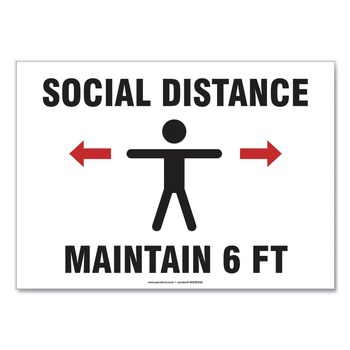 GN1 14 in. x 10 in. Wall Human/Arrows Social Distance Signs - White (10/Pack)