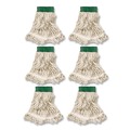 Mops | Rubbermaid Commercial FGD25206WH00 Super Stitch Looped-End Cotton/Synthetic Wet Mop Head - Medium, Green/White (6/Carton) image number 0