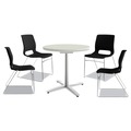 Office Desks & Workstations | HON HMS1.N.ON.Y Between Seated-Height X-Base with 30 in. Diameter Between Round Table Top and Motivate High-Density Stacking Chair Bundle (4 Chairs/Carton) image number 0