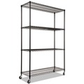 Storage Sale | Alera ALESW604818BL NSF Certified 4-Shelf 48 in. x 18 in. x 72 in. Wire Shelving Kit with Casters - Black image number 2