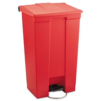 Rubbermaid Commercial 23 Gallon Indoor Utility Step-On Plastic Waste Container - Red