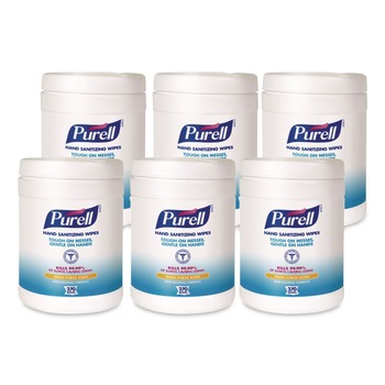 PURELL 9113-06 6.75 in. x 6 in. Fresh Citrus Sanitizing Hand Wipes - White, (6/Carton)