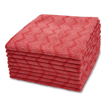 Rubbermaid Commercial FGQ62000RD00 HYGEN Microfiber 16 in. x 16 in. Cleaning Cloths - Red (12/Carton)