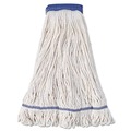 Mops | Boardwalk BWK504WH 5 in. Super Loop Cotton/Synthetic Fiber Wet Mop Head - X-Large, White (12/Carton) image number 0