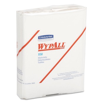 WypAll X50 12-1/2 in. x 10 in. 1/4 Fold Cloths - White (26/Pack, 32 Packs/Carton)