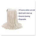 Cleaning & Janitorial Supplies | Boardwalk BWK224CCT 24 oz. Cotton Premium Cut-End Wet Mop Heads - White (12/Carton) image number 6