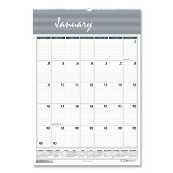 House of Doolittle 12 in. x 17 in. 12-Month (Jan-Dec 2026) Bar Harbor Recycled Wirebound Monthly Wall Calendar - White/Blue/Gray Sheets