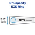 Binders & Binding Supplies | Avery 79193 11 in. x 8.5 in. 3 Rings 3 in. Capacity Heavy-Duty View Binder with DuraHinge and Locking One Touch EZD Rings - White (4/Carton) image number 1