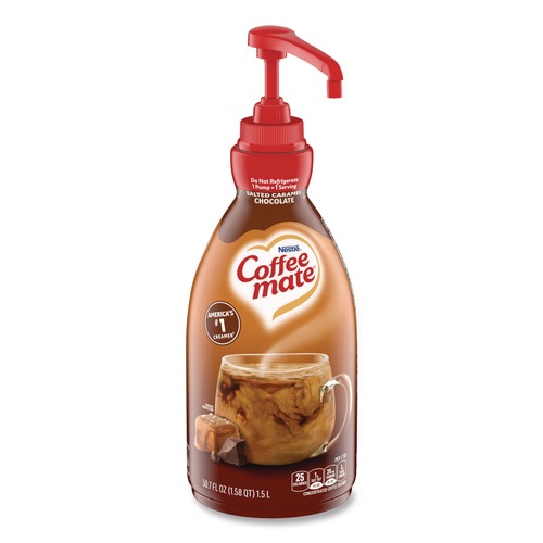 Food Service | Coffee-Mate 12323367 1.5 L Liquid Creamer Pump Bottle - Salted Caramel Chocolate image number 0