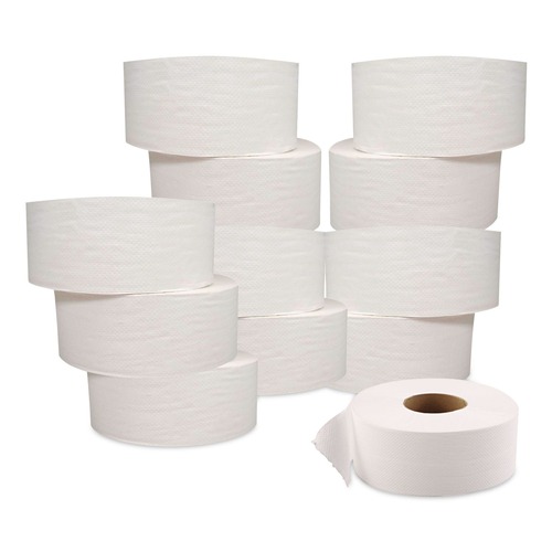 Toilet Paper | GEN GULT9 3.3 in. x 500 ft. 2-Ply Septic Safe JRT Jumbo Bath Tissue - White (12/Carton) image number 0
