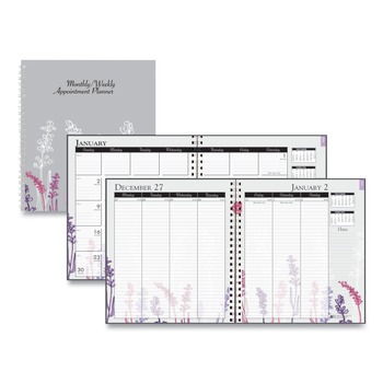 House of Doolittle 9 in. x 7 in. 12-Month (Jan-Dec 2026) Recycled Wild Flower Weekly/Monthly Planner - Gray/White/Purple Cover
