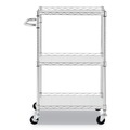 Cleaning Carts | Alera ALESW322416SR 24 in. x 16 in. x 39 in. 500 lbs. Capacity 3-Shelf Wire Cart with Liners - Silver image number 1
