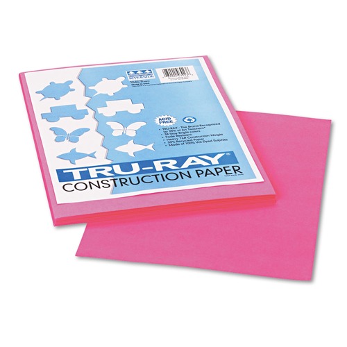 Office Jansan | Pacon P103013 Tru-Ray 9 in. x 12 in. Construction Paper with 76 lb. Text Weight - Shocking Pink (50/Pack) image number 0