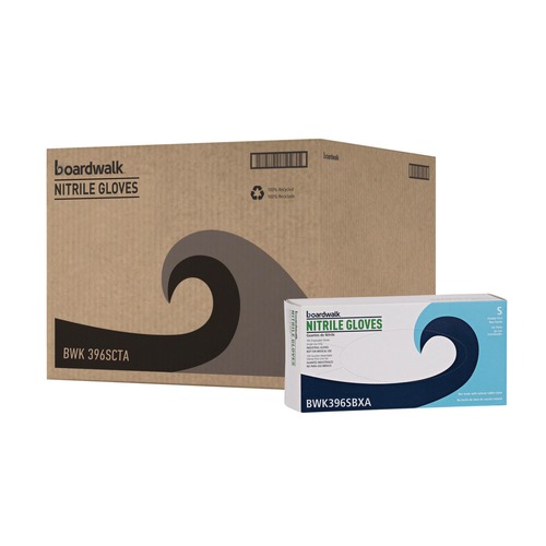 Disposable Gloves | Boardwalk 396SCTA Disposable General-Purpose Powder-Free Nitrile Gloves Small Black 4.4 mil 100/Box 10 Boxes/Carton image number 0
