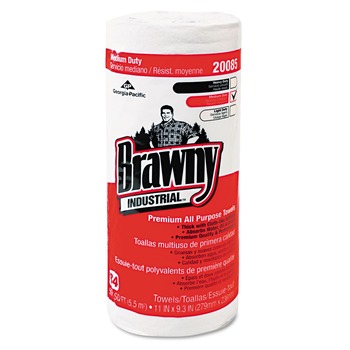 Georgia-Pacific 20085 Brawny Industrial All Purpose 11 in. x 9-3/8 in. Perforated Dry Wipes - White (84-Piece/Roll, 20 Rolls/Carton)