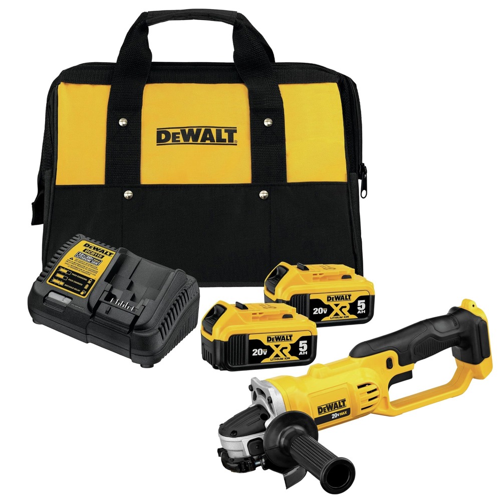 Dewalt 20V MAX 4.5 in. / 5 in. Cordless Grinder with (2) 5 Ah Lithium