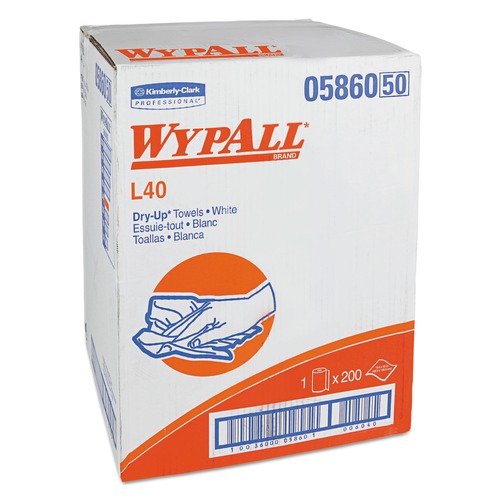 Cleaning & Janitorial Supplies | WypAll KCC 05860 19.5 in. x 42 in. L40 Dry Up Towels - White (200 Towels/Carton) image number 0