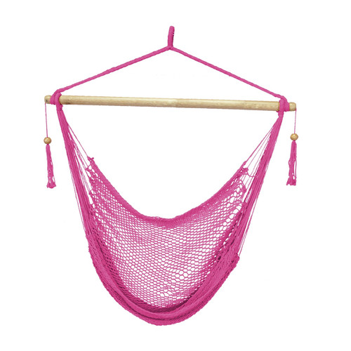 Outdoor Living | Bliss Hammock BHC-412PK 265 lbs. Capacity Tahiti Island Rope Hammock Chair with 40 in. Wood Spreader - Pink image number 0