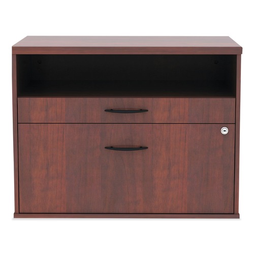  | Alera ALELS583020MC Open Office Desk Series 29.5 x 19.13 x 22.88 Legal/Letter Low File 2-Drawer Cabinet Credenza - Cherry image number 0