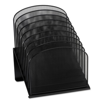Safco Onyx 11.75 in. x 10.75 in. x 14 in. Mesh Desk Organizer with Eight Tiered Sections - Letter to Legal, Black