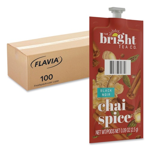 Tea | FLAVIA 48021 0.09 oz. Pouch The Bright Tea Co. Freshpack - Chai Spice (100/Carton) image number 0