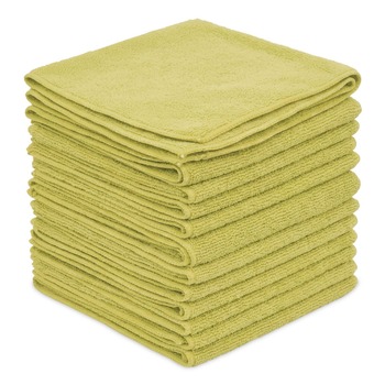 Boardwalk 12 in. x 12 in. Microfiber Cleaning Cloths - Yellow (12/Pack)