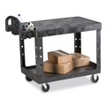 Utility Carts | Rubbermaid Commercial FG452500BLA Flat Shelf 2-Shelf 500 lbs. Capacity Utility Cart - Black image number 1