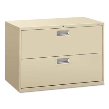 HON H692.L.L Brigade 600 Series 42 in. x 18 in. x 28 in. 2 Legal/Letter-Size File Drawers Lateral File Cabinets - Putty