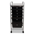 Office Jansan | Advantus 34005 1 Shelf 6 Drawers 13 in. x 15.38 in. x 32.13 in. Metal Portable Drawer Organizer - Matte Gray/Smoke image number 1