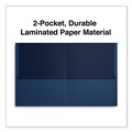 Office Jansan | Universal UNV56638EE 11 in. x 8.5 in. Embossed Leather Grain Paper 2-Pocket Portfolio - Dark Blue (25/Box) image number 3